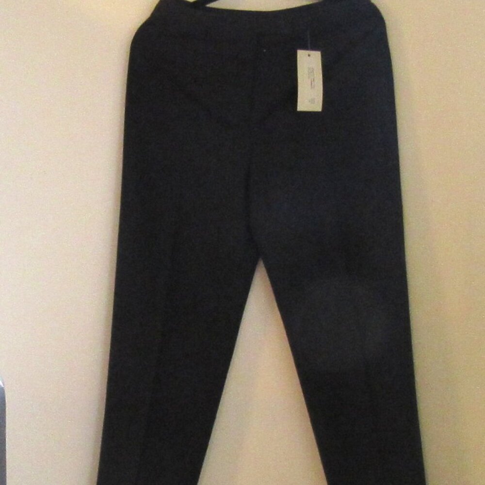 Emilio Bravini Slacks, Black, Rear Button Pockets, Size 8, Made in Canada   E445